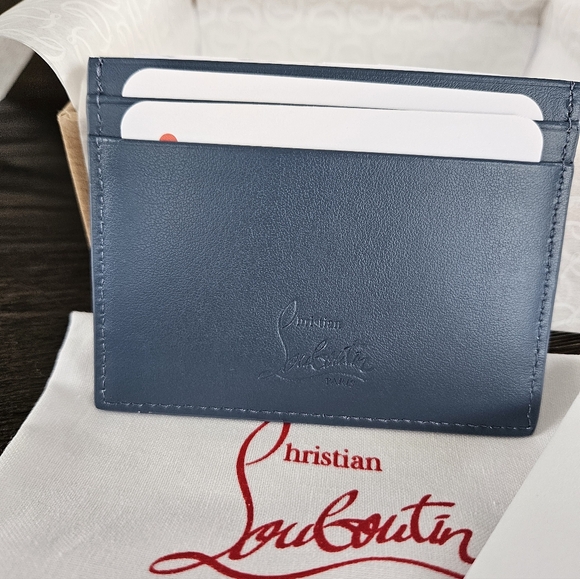 Christian Louboutin Denim Blue Studded Card Holder NIB - Picture 4 of 4